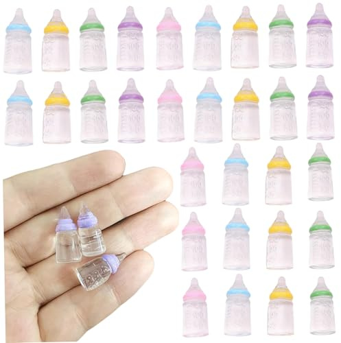 30 pièces biberons de poupée en plastique coloré mini biberons, bouteille de jouet compacte légère nouveauté multi-usage petit pot bonbons pour baptême bricolage artisanat