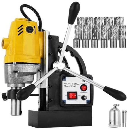 Taladro de columna magnético eléctrico MD40 1100 W, 11 brocas, 550 rpm para principiantes uso de bricolaje