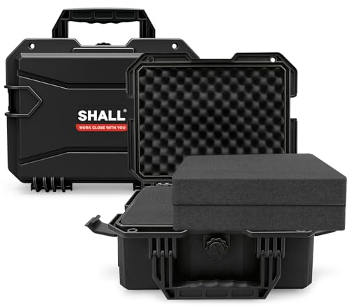 Shall Universal Kamera Koffer L, wasserdicht Staubdicht Schockfest, mit Schaum-Einlagen, für Kamera, Objektiv, Elektronik, Messgeräte, fotokoffer, kamerakoffer, Schwarz, 35×29×15 cm
