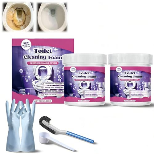 Fizz Clean Toilet Cleaner, Strong Touch Free Fizzy Foam Toilet Cleaner, Foaming Toilet Cleaner for Sparkling Clean, Stains Urinal and Descaler (2 Box)