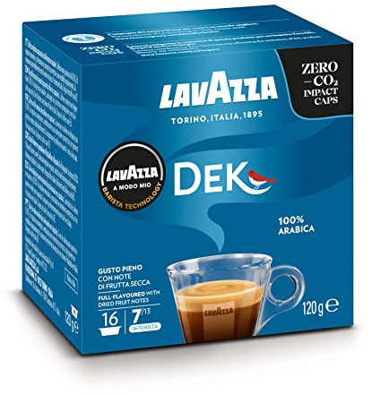 LAVAZZA - Cafe Espresso Dek Cremoso - Café Capsule Décaféiné A Modo Mio - 100 % Arabica - 16 Capsules Compatibles Lavazza A Modo Mio®