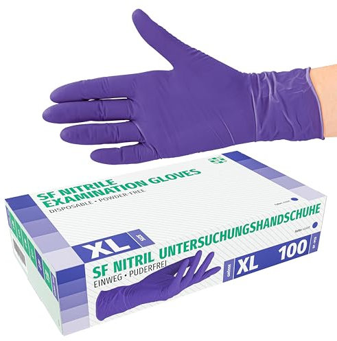 SF Nitrilhandschuhe XL Violette – 100 Stück Einmalhandschuhe aus Nitril, Professionelle Qualität, Puderfrei & Latexfrei, für Gewerbe & Alltag