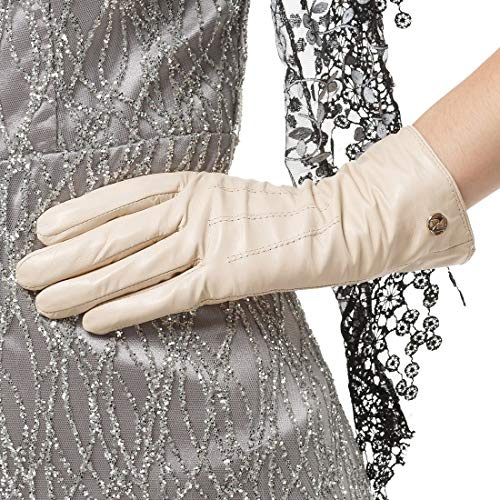 Nappaglo Damen klassische Lederhandschuhe Touchscreen Italienisches Lammfell Winter Warm Reines Kaschmir-Futter Handschuhe