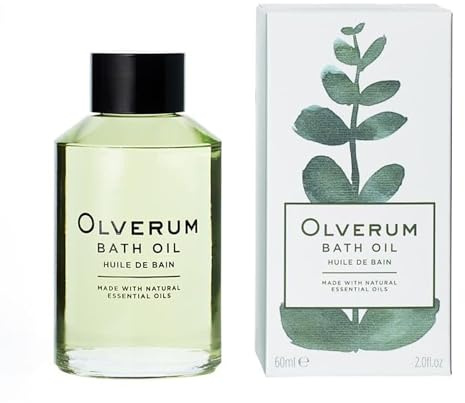 Olverum Bath Oil 60ml - Luxury Muscle Soothing Bath Soak - Relaxing Aromatherapy Oil with Highly Concentrated Blend of 10 Essential Oils - Natural, Vegan, Cruelty Free - Bath Oils for Women & Men