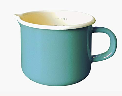 K. Krüger - Pentola per latte smaltata, 1 l, colore: Turchese