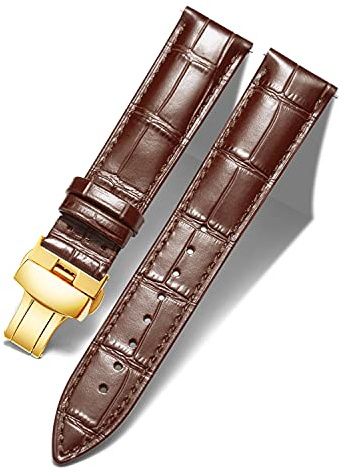 BINLUN Cinturino per Orologio in Pelle Ricambio Cinturini per Unisex con Fibbia Azionamento Farfalla Argento/Oro/Oro Rosa 12mm-24mm 10 Colori(Marrone-Fibbia In Oro, 18mm)