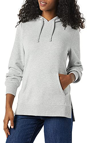 Amazon Essentials Felpa da Donna in Spugna Francese con Cappuccio, Grigio mélange, XL