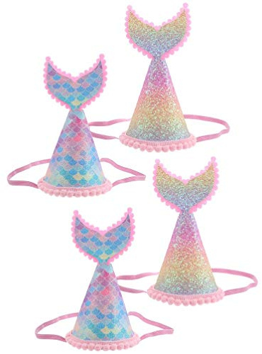 STOBOK 4Pcs Meerjungfrau Mini Hut Meerjungfrau Party Hüte Fisch Geformt Geburtstag Hut Krone für Geburtstag Party- Baby- Braut