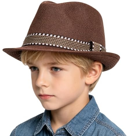 Sonnenhut Jungen Fischerhut Leicht Sommerhut Sonnenschutz Schirmmütze Anti UV Freizeithut Atmungsaktiv Jazzhut Polyester Panamahut Passform Anglerhut Reisen Fedora Safari Hut Sommer Buschhut Outdoor