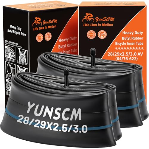 YunSCM 2Pcs 64/76-622 28/29 Zoll Schlauch 28/29x2.50 28/29x2.60 28/29x2.80 28/29x3.0 AV32mm Ventil kompatibel 28/29 Zoll Fahrradschlauch/Elektrofahrrad 28/29x2.50/3.0