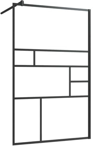 vidaXL Paroi de Douche à Verre Cloison de Baignoire Accessoire de Salle de Bain Cloison de Douche Maison Intérieur ESG Transparent 100x195 cm Noir