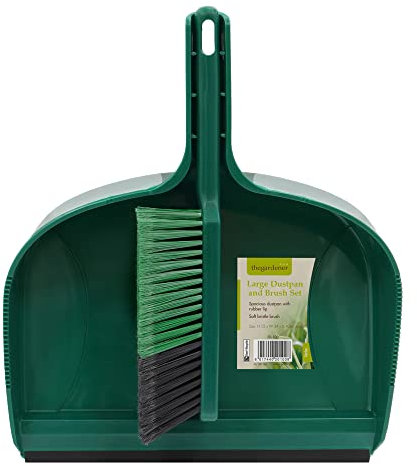 JVL Outdoor Large Dustpan And Brush, Green