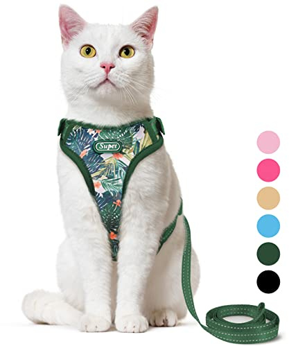Supet Katzengeschirr und Leine, ausbruchsicher zum Spazierengehen, verstellbares Katzengeschirr und Leine, Set für große und kleine Kätzchen
