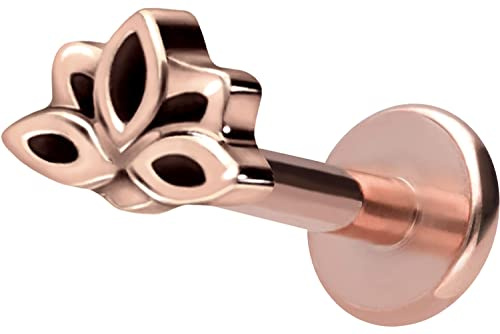 PIERCINGLINE Titan Labret mit Innengewinde Titan Aufsatz LOTUSBLÜTE Piercing Lippe Nase Ohr Helix Tragus Medusa Farb & Größenauswahl