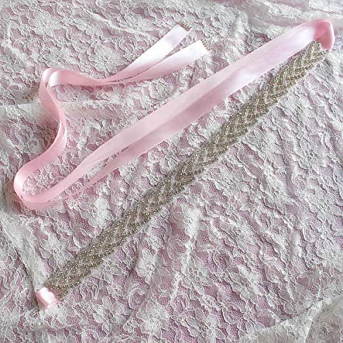 Hochzeit Brautschärpe Gürtel Kristallkleid Schärpe Strass Prom Hochzeitsgürtel Party Brautjungfer Gürtelkleid Kummerbunde-Pink, Einheitsgröße