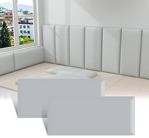 Windplusya 3D kids Anti-collision Wall Stickers, Thicken Tatami Nursery Wall Stickers, Peel and Stick Headboard, Upholstered Wall Panels for Bedroom Dojo Play Room (Grey, 2pack)