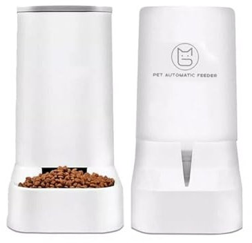 Automatic Pet Feeder, 2pcs Cat Feeder and Water Dispenser Set 3.8L Water, Automatic Feeder Food Dispenser and Water Fountain for Cats Dogs