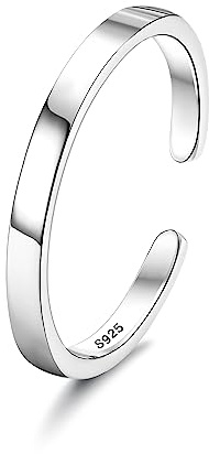 Chriscoco Anelli Donna Argento 925 Anello Regolabile Anello a Fascia Fedine Fidanzamento per Donna 2MM