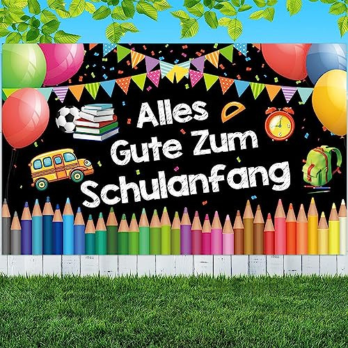 IWTBNOA Einschulung Girlande - Alles Gute Zum Schulanfang Banner, Willkommende Deko für Jungen und Mädchen