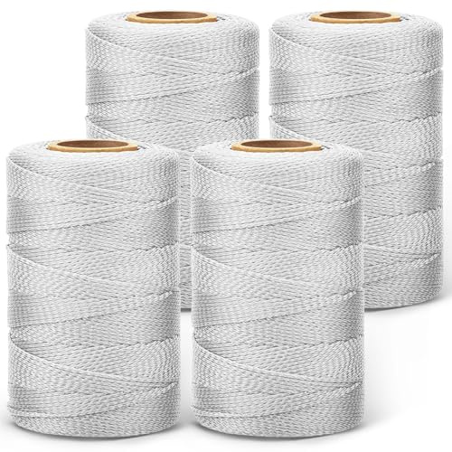 Amylove 4 Rollen Maurerschnur, geflochtene Nylonschnur, Köderschnur, geflochtene Mauerwerksschnur, Linien für Mauerwerk, DIY-Projekte, Basteln (fluoreszierendes Weiß, 152 m)