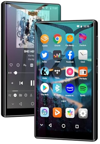 80GB MP3 Player with Bluetooth and WiFi, 4-inch Touch Screen mp3 Players with Bluetooth ， with Spotify, SpotifyKids, Audible, Andora, Amazon Player, MP4&MP3 Player up to 1TB Black (Blue) (Black1)