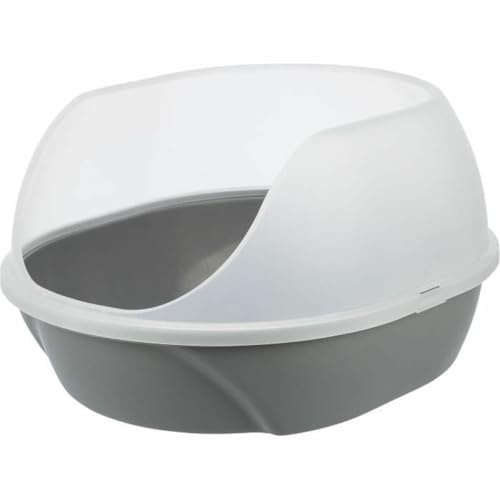 Trixie Katzentoilette Simao grau, extra hoher Rand – 48 x 30 x 58 cm | Katzenklo mit hohem Schutzrand und Easy Click-Verschlüssen – hält Streu drinnen, einfache Reinigung im Alltag
