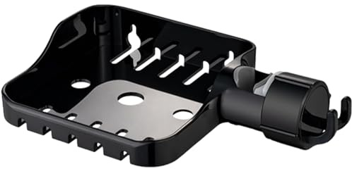 MEIBAOGE Porte-savon réglable à clipser pour barre de douche, salle de bain, cuisine, organiseur économiseur d'espace, noir élégant