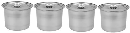 PRETYZOOM Lot de 4 bacs à glace en acier inoxydable avec couvercle de 10 cm - Réutilisables - Récipients à glace hermétiques - Pour la maison et les fêtes