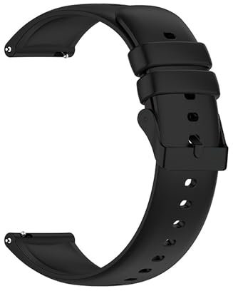 Foyscr Silicone Strap, Quick Buckle Waterproof Soft,Stainless Steel Buckle, Unisex Smartwatch Band, Sport Watch Strap (Black Buckle-22mm)