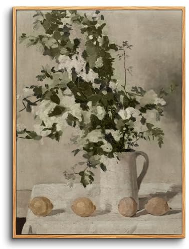 hyidecorart Vintage Bilder mit Rahmen Blumen Gemälde Wohnzimmer 30x40 cm | Retro-Kunst, HD-Druck, Einfach Aufzuhängen, Schnelle Montage, Für Viele Räume, Klassische Wanddeko, Geschenk, Klein