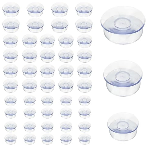 48 Stück Transparent Saugnapf Doppelseitig Double Sided Suction Cup | für Glasplatte Tischglasplatte Glassaugnapf Kunststoffsauger für Glatte Oberflächen(Dia:20/30/35mm)