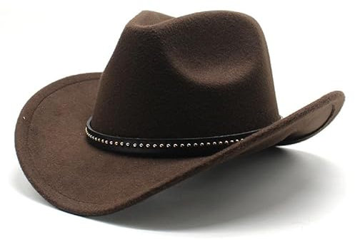 Aegistus Western Cowboyhut, breiter Rand, Chinlon, Western-Filz, Outdoorhut, geeignet für Männer und Frauen, klassischer Cowboyhut, Partyhut, Foto-Requisite, Kaffee, coffee, Einheitsgröße