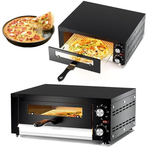 Commercial Indoor Pizza Oven, 1200w Countertop Electric Pizza Oven, 12 Pizza Cooker With Adjustable Temperature & 60 Minutes Timer & Visual Window, Table Top Pizza Maker For Restaurant Home