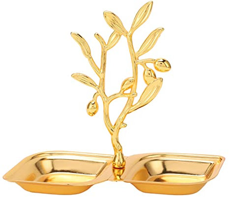 Tomotato Gold Metall Schmuckbaum, Edelstahl Baumzweig Schmuck Hänge Organizer mit Tablett, Schmuck Baumständer Turmregal für Ring, Ohrringe, Halskette, Armband