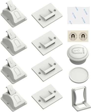 Möbelschlösser Magnetisch Bohrfrei Klebend Kindersicher Unsichtbar | -Schranksicherung für Schränke, Schubladen, Kleiderschränke, Sideboards, Bücherregale, Kredenzen,