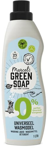 Marcel's Green Soap 0% tvättmedel – för känslig hud – tvättmedel – mikroplast och palmolja – vegansk – 95% biologiskt nedbrytbar – 1 liter