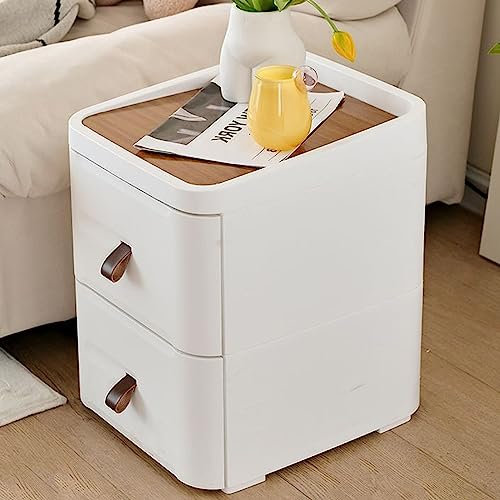 White Bedside Table Bedside Table with Storage Space, Minimalist and Practical Table lour: 2 Drawers, Size: S