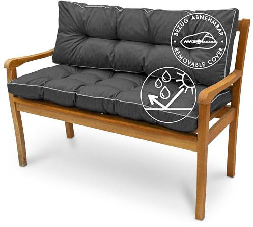 Spatium Cojín para Banco Personalizado, Cojín de Exterior para Todos los Muebles de Jardín, Funda 100% Extraíble, Impermeable, Resistente a Los Rayos UV, Cojin para Columpio