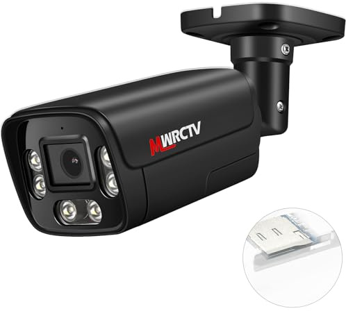 MWRCTV 8MP POE Security Camera 4K POE IP Bullet Camera 2.8mm 110°Wide Angle Lens,AI Human/Vehicle Detection,2 Way Talk,Color Night Vision,Up to 512GB MicroSD Card,Full Metal Case,24/7 Recording(Black)