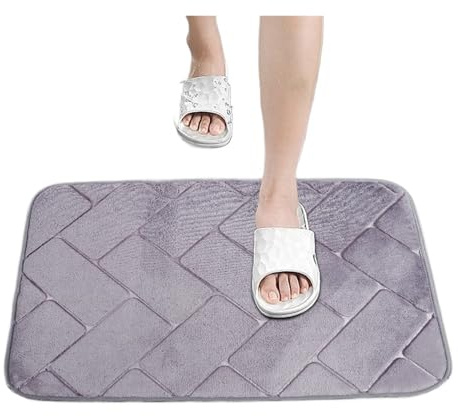 YXADGML Bath Mat Soft Floor Mat Anti-slip Embossed Bathroom Washbasin Bathtub Side Carpet Shower Door Mat Bath Rug(Grey)