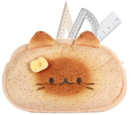 Estuche Escolar de Peluche para Gatos, diseño de Toast, Se référer au descriptif, Consulte la descripción