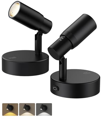 PESUTEN Zoomable Spot Lights Indoor, Rechargeable Picture Light with Remote, Dimmable CCT Spotlight for Wall Art, 6000mAh Uplights with Timer for Plant Artwork Painting Sofa Corner Black 2Pack
