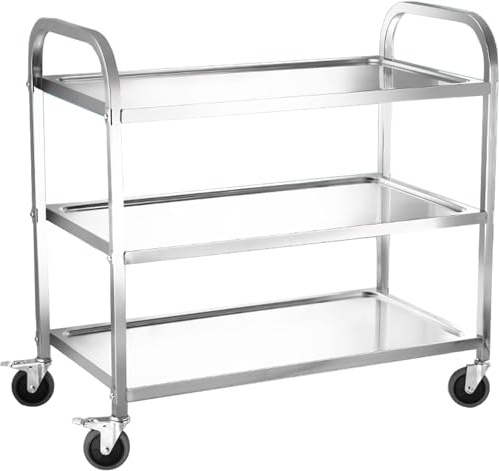 Carrello da cucina Carrello multiuso in acciaio inossidabile - Carrello a 3 livelli con ruote bloccabili Facile da montare per cucina, hotel, ristoranti e catering - Soluzione versatile per