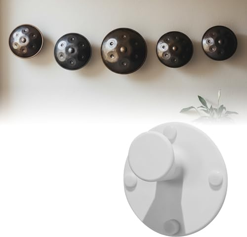 Handpan Wandhalterung, Handpan-Drum Instrument Aufhänger mit Gummi-Puffern, Zungentrommel Wandhalterung für Hand Pan Spieler (Weiß)
