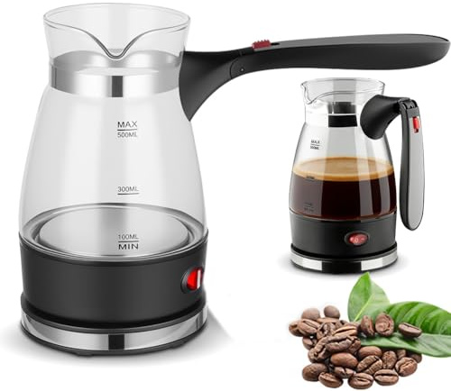 RANJIMA Elektrisk turkisk kaffebryggare, turkisk kaffemaskin med handtag, 500 ml elektrisk kaffebryggare, turkisk espressomaskin, turkisk tekokare, moca-kaffe