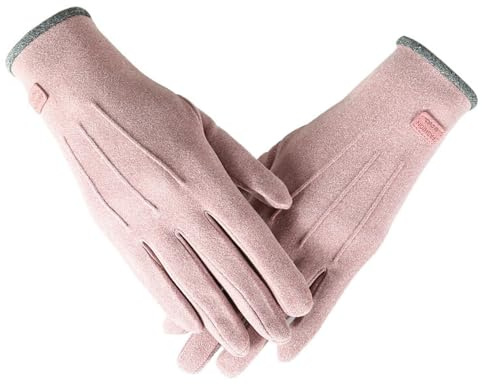 Gyios vinterhandskar för kvinnor och män varma för utomhuscykling, körning, sport, ridning med fleecefoder-rosa-standard