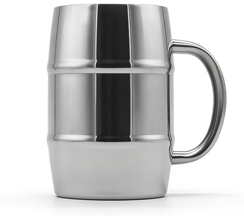 HEECN Jarra de cerveza de doble pared de acero inoxidable – Jarra de cerveza para camping – Vaso térmico de cerveza (0.5, Litros)