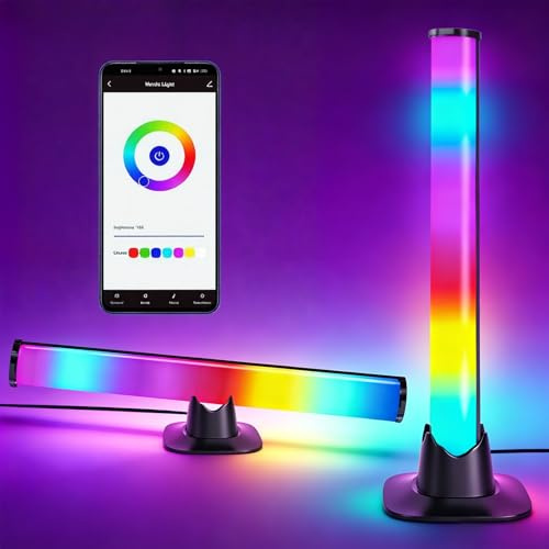 2pcs LED Gaming Bar Light Bar LED Multicolor Barra luminosa 16 Milioni di Colori RGB per Gaming Room, Colonna luminosa con Applicazione, Telecomando, Sincronizzazione Musicale e Modalità Scena