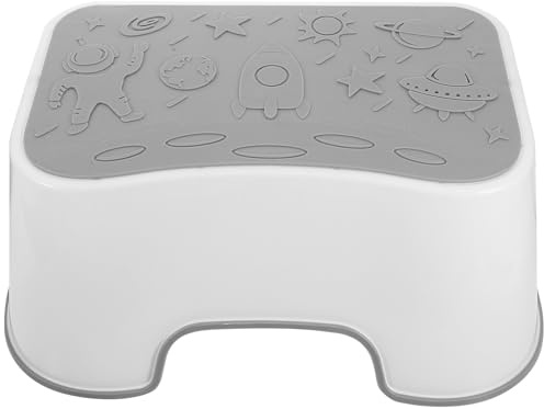 Ipetboom Tabouret de Toilette en Polypropylène Blanc Espace, Repose-pieds Antidérapant Ergonomique pour Adultes et Garçon et Filles, Marchepied Salle de Bain Sécurisé pour Usage Quotidien