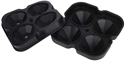 Dioche Chiclify IDIY Molde para Cubitos de Hielo con Forma de Diamante, Color Negro, con Cuatro Ranuras, Hecho de Silicona, Diseño Innovador para Helados y Cubitos de Hielo, Apto para Diversas (BLACK)